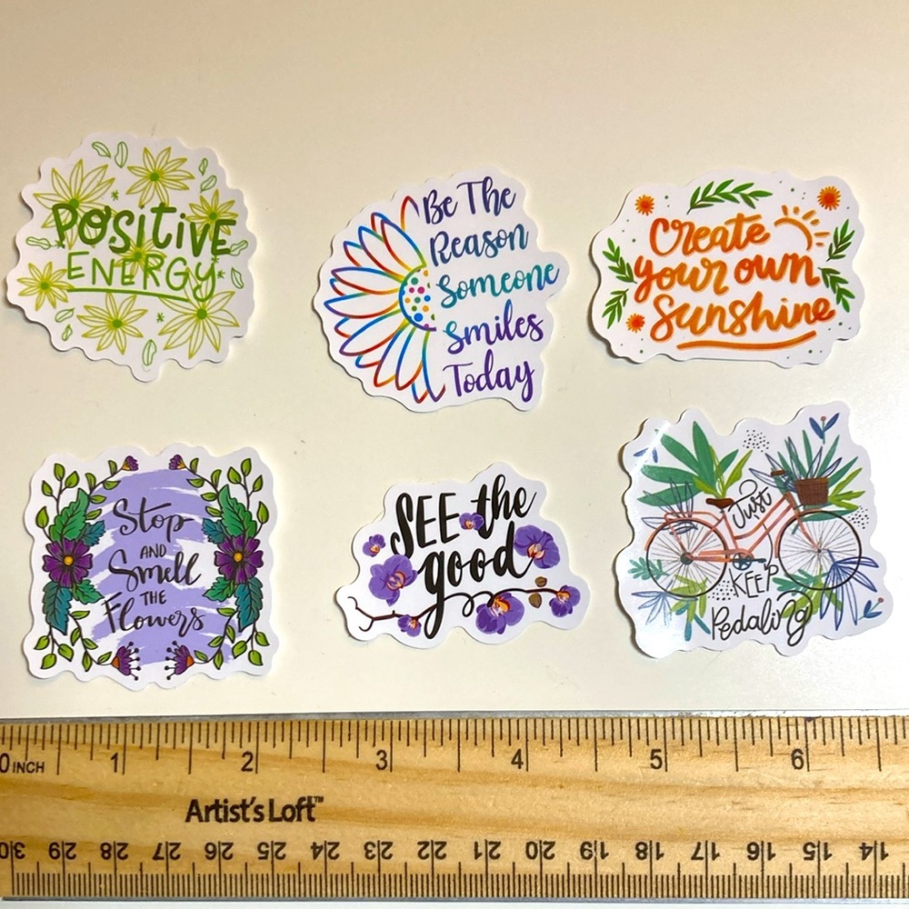 10/$10 or $1 BUNDLE: 6 Flowery Adviceā Vibes Stickers WATERPROOF! š£ļø š¹